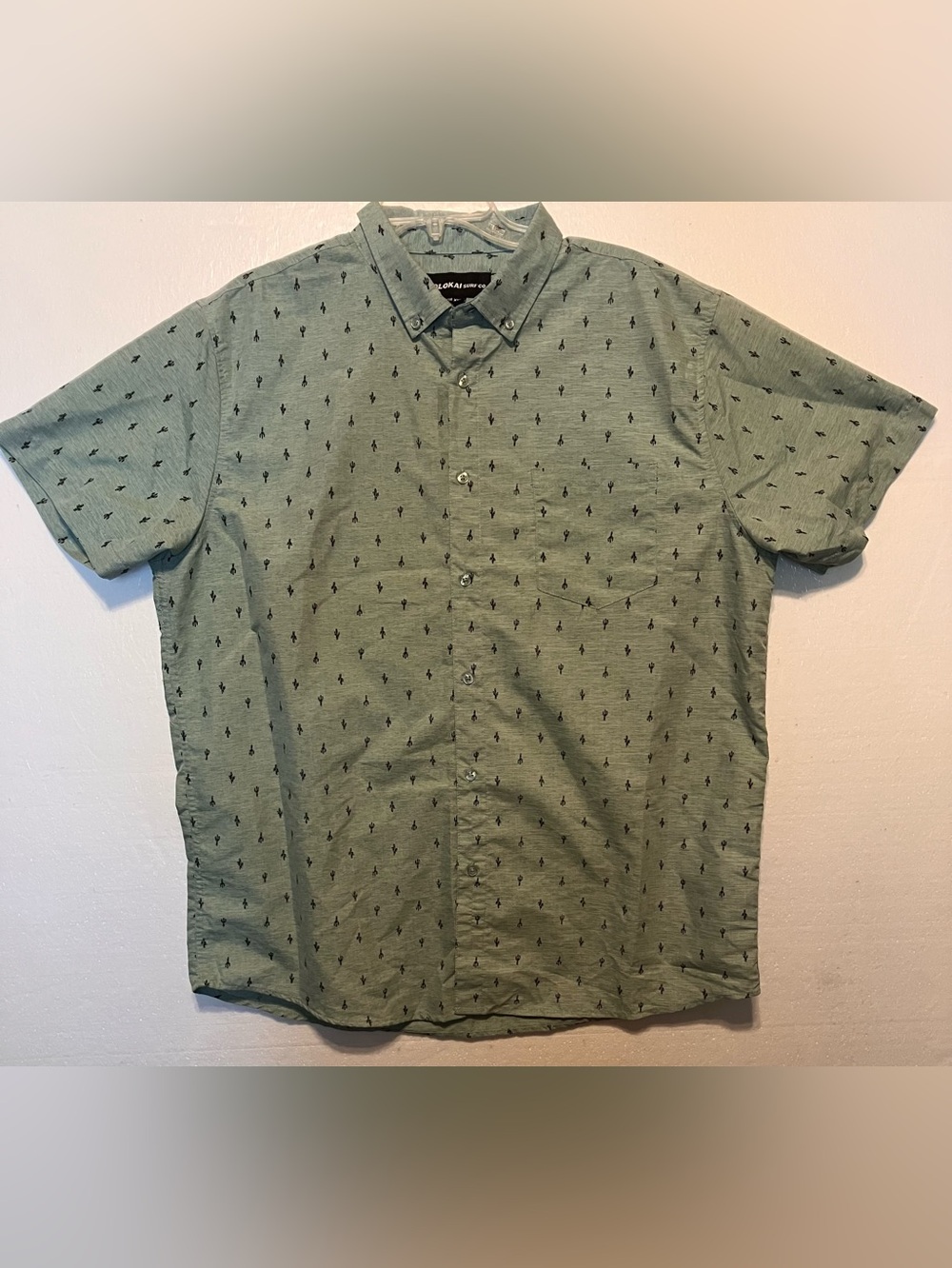 Men's Molokai Short Sleeve Button-Up Shirt - Green Cactus Printed